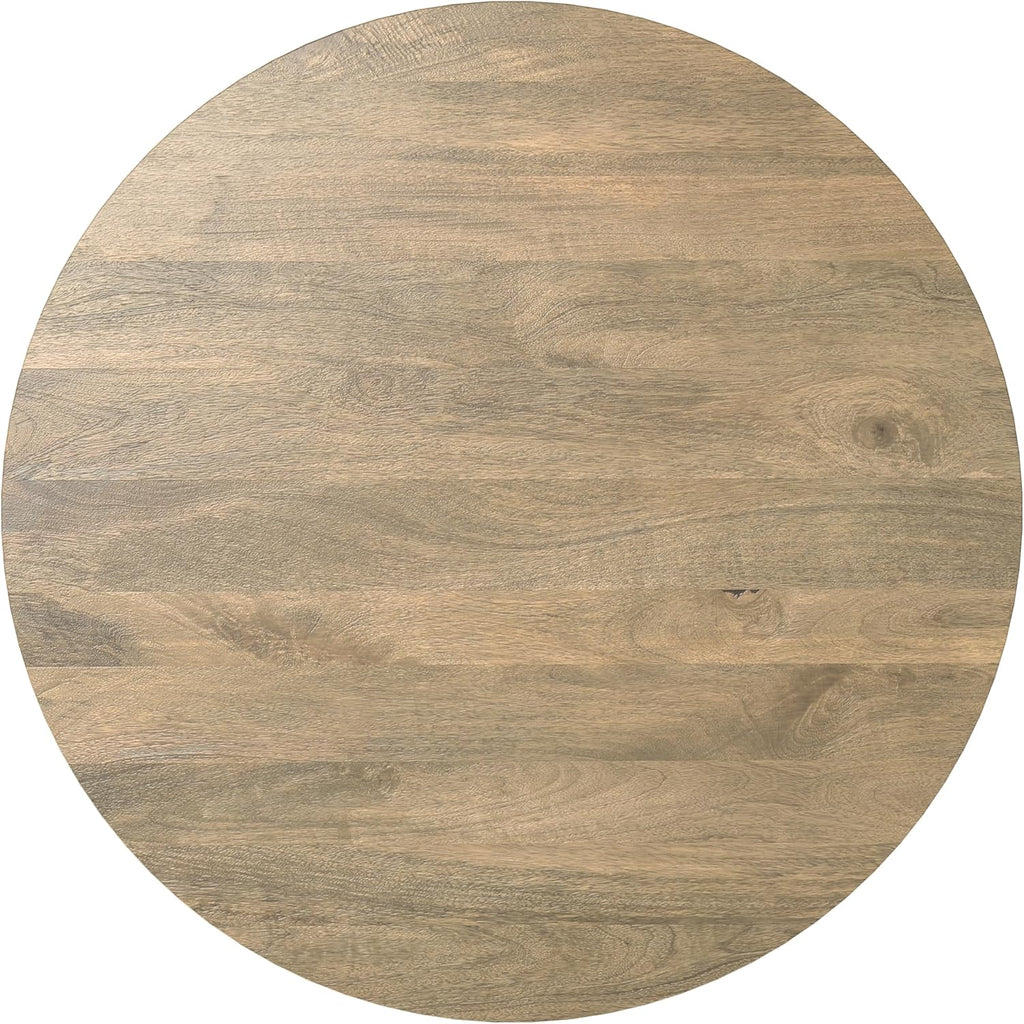 SIMPLIHOME Millbury Drum Coffee Table - 36 inch Wide Solid Mango Wood Round Living Room Table in Briarsmoke, Contemporary Cocktail Table for Family Room or Lounge with Large Surface, Assembled