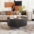 31.5'' Modern Round Coffee Table with 2 Large Drawers Storage Accent Table for Living Room(31.5'')