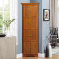 Tall Corner Bookcase Storage Cabinet with Doors and 4 Shelves, Freestanding Triangle Cabinet for Living Room, Kitchen, Office, Small Space, Floor Corner Storage Rack (Oak2)