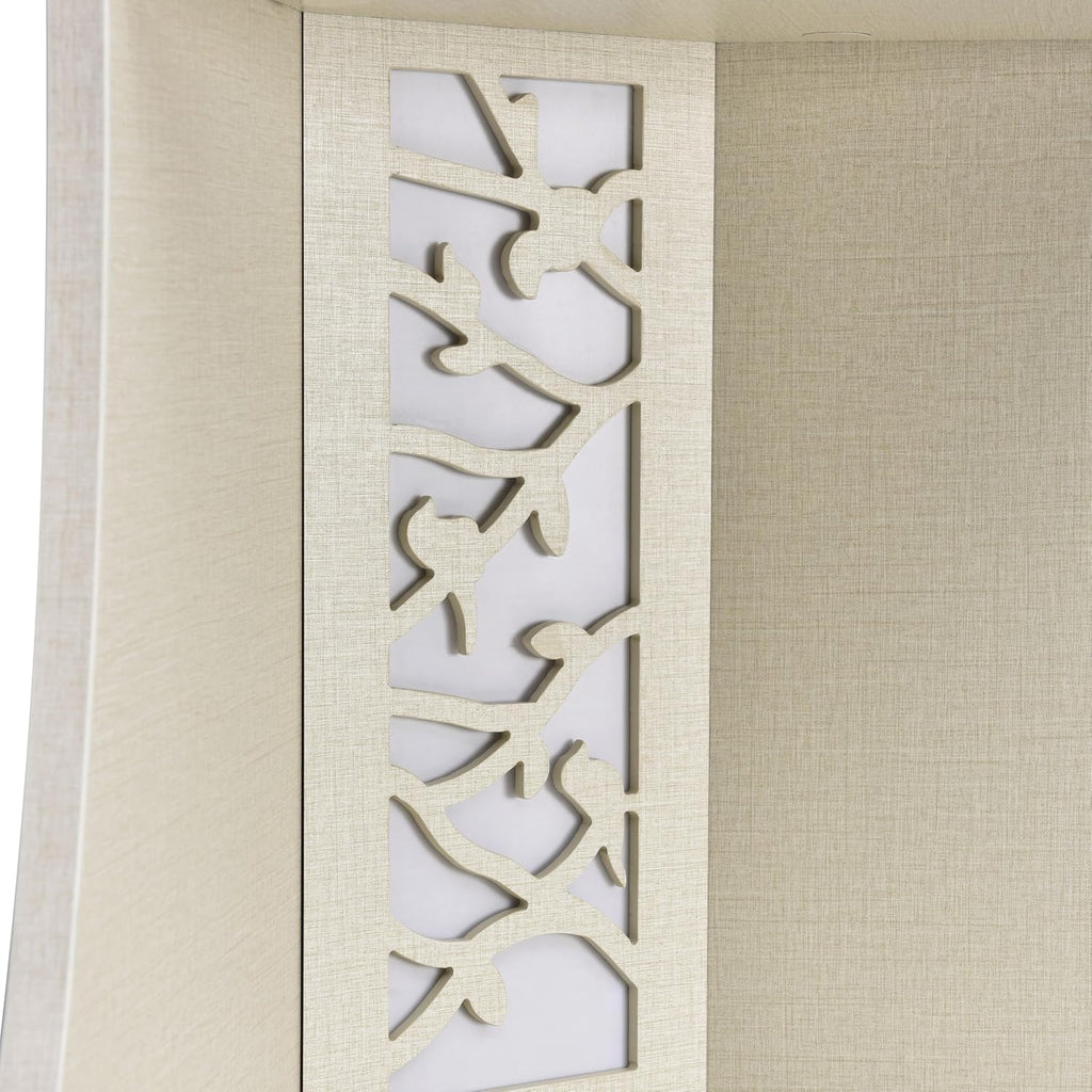 Homes: Inside + Out Connelly Modern 5 Shelf LED Bookcase, Unique Thin Wood Bookshelf with Storage and Remote, Office Shelving,Tall Book Shelf for Bedroom, Living Room and Small Spaces, Cream Weave