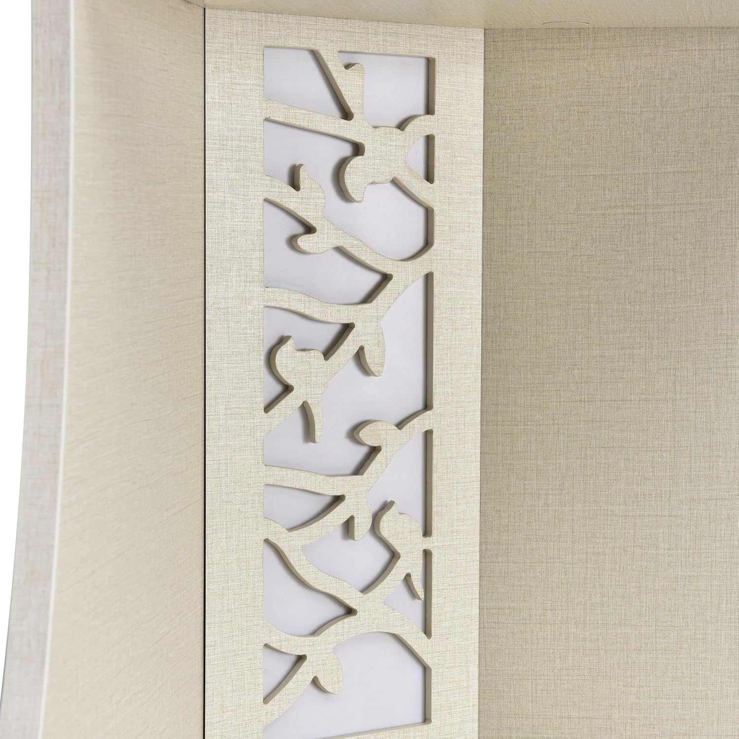 Homes: Inside + Out Connelly Modern 5 Shelf LED Bookcase, Unique Thin Wood Bookshelf with Storage and Remote, Office Shelving,Tall Book Shelf for Bedroom, Living Room and Small Spaces, Cream Weave