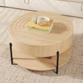 RARZOE 30.5' Round Coffee Table with Storage, Wooden Circle Coffee Table with Drawer, Storage Shelf, Metal Legs，Small Dining Table Accent Center Table for Living Room Home Office Apartment,Natural