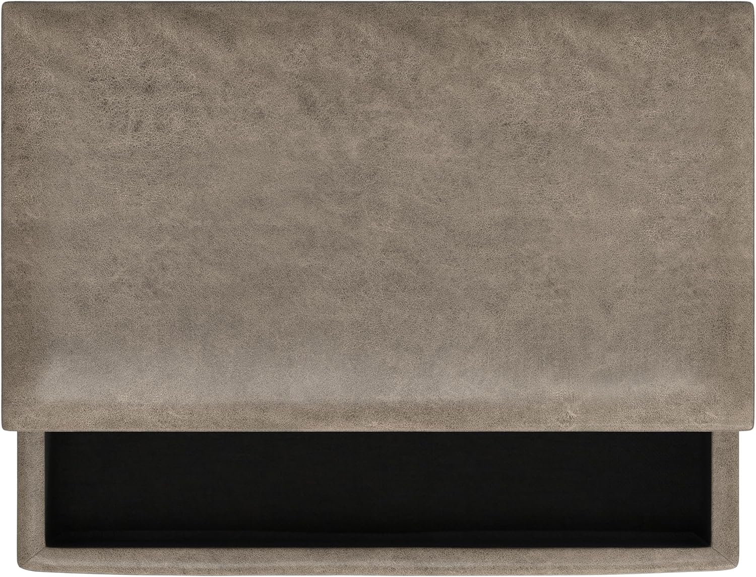 SIMPLIHOME Owen Lift Top Coffee Table Storage Ottoman - 42 inch Wide Upholstered Vegan Leather Rectangular Lift-Top Ottoman in Distressed Smoky Grey Brown, Mid-Century Modern Ottoman for Living Room