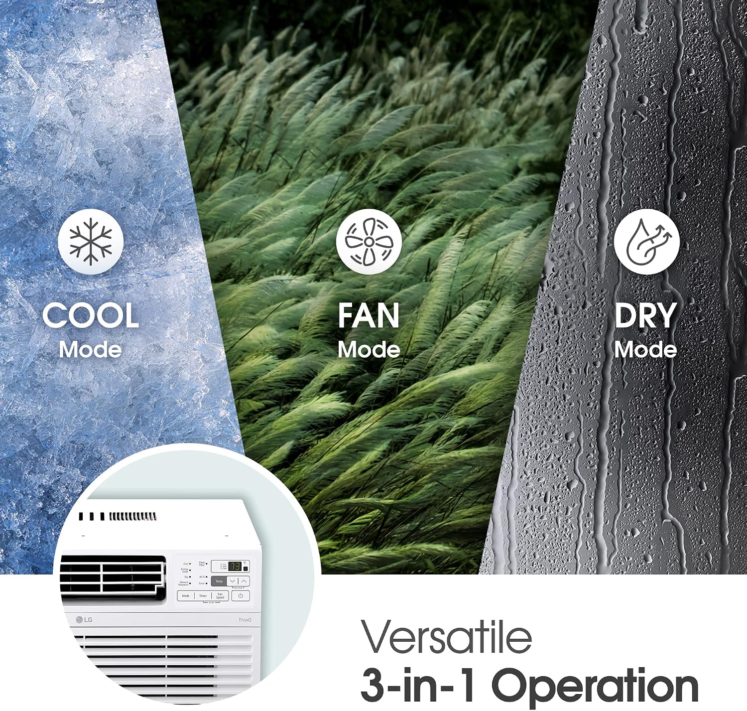 LG 8000 BTU Window Air Conditioners 2023 New Remote Control WiFi Enabled App Ultra-Quiet Washable Filter Cools 340 Sq. Ft for Small & Medium Room AC Unit air conditioner Easy Install White LW8017ERSM1