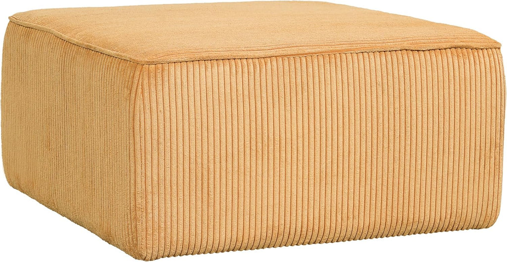 Christopher Knight Home Kyle Corduroy Woven Upholstery Square Ottoman, Living Room Sofa Ottoman with Wood Frame, Comfy Seating Experience with Dense Foam Padding, Non-Marking Foot Caps, Yellow