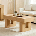 OKYCI Modern Coffee Table for Living Room, Wood Living Room Table with Sturdy Wooden Legs, Easy Assembly, 47' W x 19' D, Natural Oak