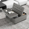 LINLUX Extra Large Leather Storage Ottoman, 35.5 Inch Large Square Lift Top Ottoman Coffee Table with Storage, Tufted Leather Ottoman Footrest Toy Box for Living Room，Bedroom