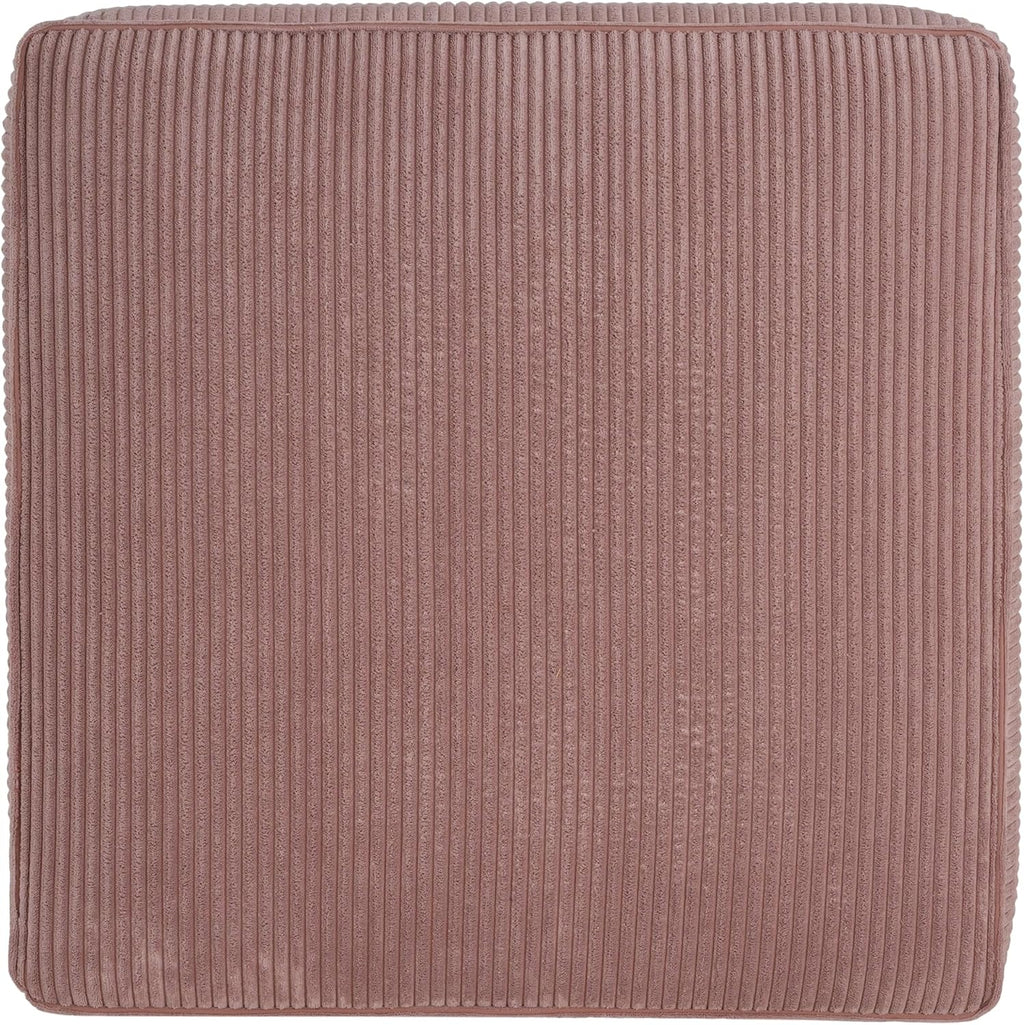 Christopher Knight Home Isa Square Ottoman Footstool, Corduroy Pouf Poufee Footrest Ottoman Large Seat, Modern Side Table for Living Room Bedroom Home Decor, Pink, 30'