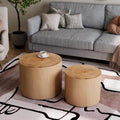 WILLIAMSPACE 18.9' Round Nesting Coffee Table Set of 2, Modern Wooden Coffee Tables Small Circle Center Table for Living Room, Accent End Table Set, No Assembling (Natural Wood)