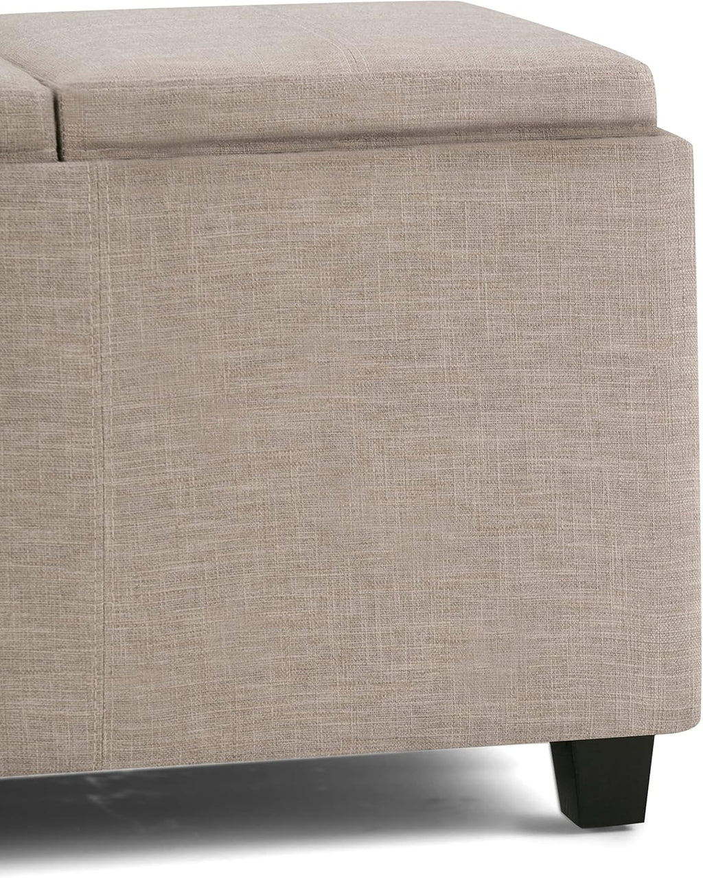 SIMPLIHOME Avalon Storage Ottoman - 42 inch Wide Upholstered Linen Look Fabric Rectangular Flip-Top Ottoman in Natural, Contemporary Coffee Table Ottoman for Living Room with Hidden Storage