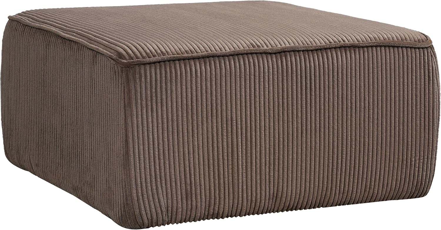 Christopher Knight Home Kyle Corduroy Woven Upholstery Square Ottoman, Living Room Sofa Ottoman with Wood Frame, Comfy Seating Experience with Dense Foam Padding, Non-Marking Foot Caps, Brown
