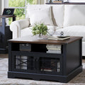 Square Coffee Table, Farmhouse Coffee Tables for Living Room, Wood Coffee Table with Storage, Black Coffee Table with Hidden Compartment, Rustic Center Coffee Table with Lift-up Top