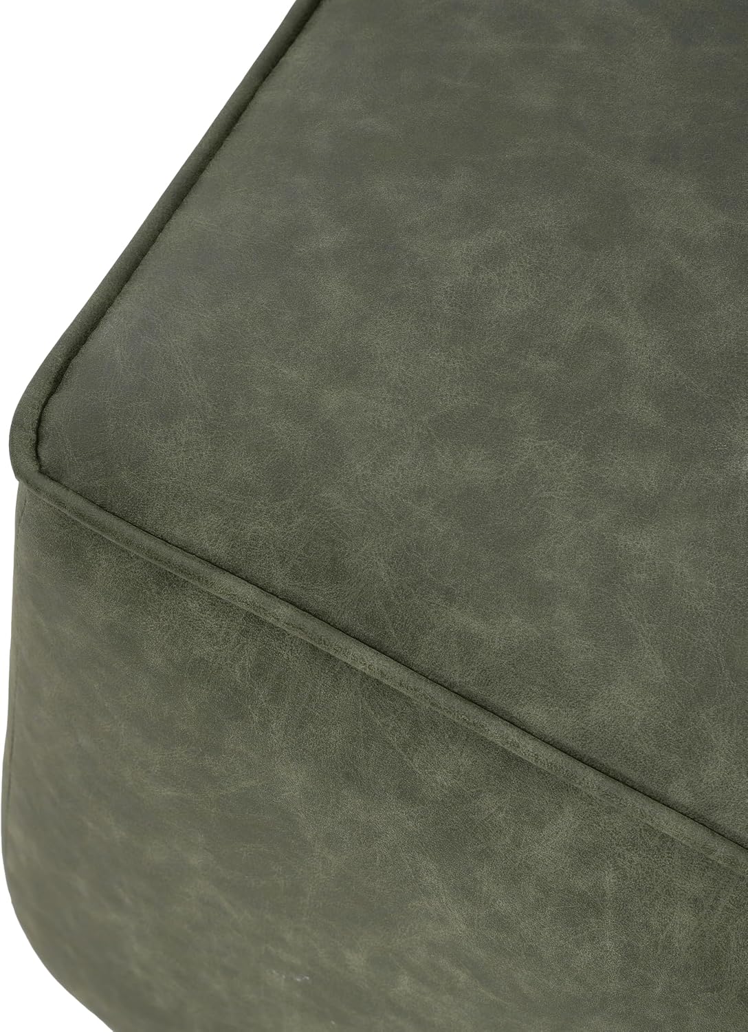 Christopher Knight Home Ellis Faux Leather Ottoman Footstool, Square Pouf Poufee Footrest Ottoman Large Seat, Modern Side Table for Living Room Bedroom Home Decor Gifts, Green