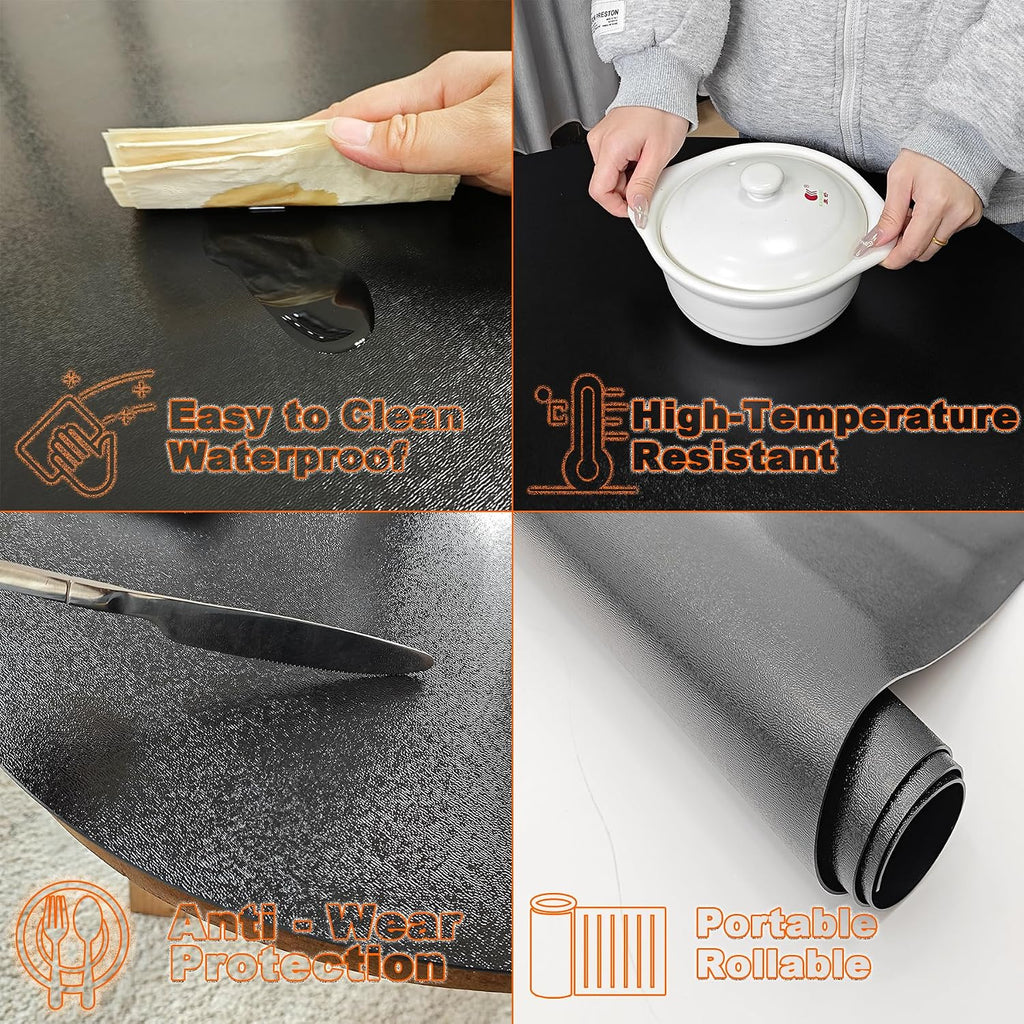 Small Square Tablecloth Black Matte Thickness 1.5mm, Waterproof, High-Temperature Resistant, Plastic Dining Table Cover Protector, Table Protectors for Sofa Table/Media Dresser Stand, 30x102 Inch