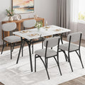 GarveeHome 5-Piece Dining Table Set for 4, Modern Kitchen Table with 4 Boucle Chairs, Rectangular Dining Table with Storage Shelf & Marble Tabletop, Beige Home Dining Furniture for Small Space