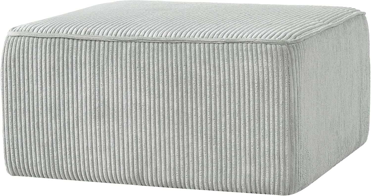 Christopher Knight Home Kyle Corduroy Woven Upholstery Square Ottoman, Living Room Sofa Ottoman with Wood Frame, Comfy Seating Experience with Dense Foam Padding, Non-Marking Foot Caps, Muted Green