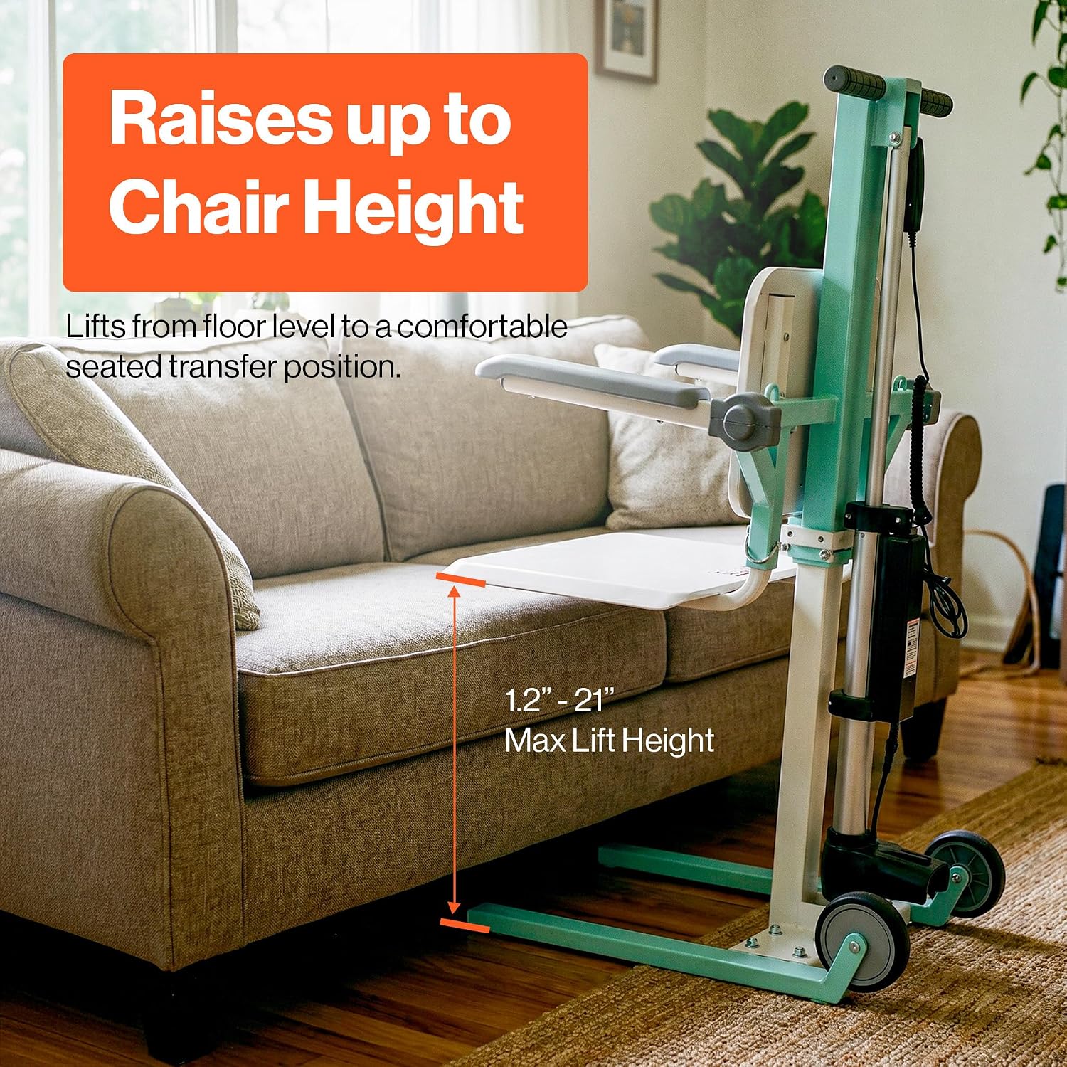 SuperHandy GoRise FC Electric Floor to Chair Lift for Seniors and People with Disabilities - 400 Lbs Capacity, Seating Transfer Assistance, Magnetic Remote [Patent Pending]