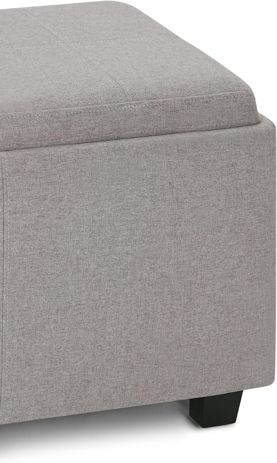 SIMPLIHOME Avalon Storage Ottoman - 42 inch Wide Upholstered Linen Look Fabric Rectangular Flip-Top Ottoman in Cloud Grey, Contemporary Coffee Table Ottoman for Living Room with Hidden Storage