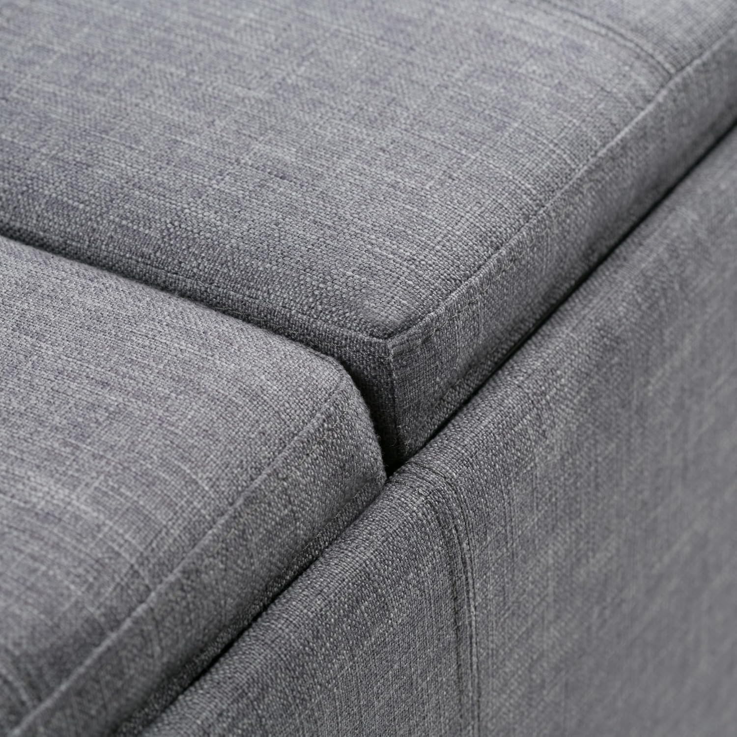 SIMPLIHOME Avalon Storage Ottoman - 42 inch Wide Upholstered Linen Look Fabric Rectangular Flip-Top Ottoman in Slate Grey, Contemporary Coffee Table Ottoman for Living Room with Hidden Storage