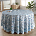 CPC Indigo Blue Block Print Cotton Handmade Round Tablecloth 120 Inch Decorative Table Cover for Home Decor, Dinning, Festive, Wedding, Farmhouse Gift for Spring, Mother's Day