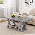 47' Farmhouse Coffee Tables for Living Room Rustic Stands with Storage Shelf Grey Coffee Tables for Living Room Farmhouse Center Stands with Shelf Wood Rectangle Center Table