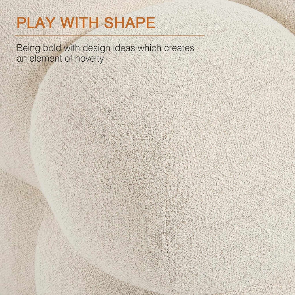 Zesthouse Square Pouf Ottomans Footstool set of 2, Upholstered Poofy Ottoman for Couch Sofa, Modern Ottoman Coffee Table for Living Room, Beige Linen Fabric Stool Foot Rest, Cute Vanity Chair Backless