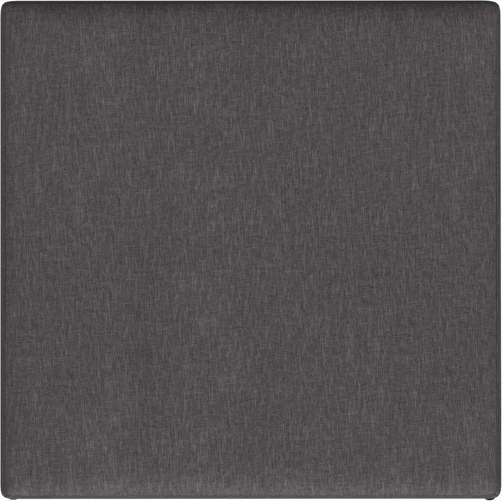 SIMPLIHOME Owen 36 inch Wide Mid Century Modern Square Coffee Table Storage Ottoman in Slate Grey Linen Look Fabric, Assembled, for the Living Room, Entryway and Family Room