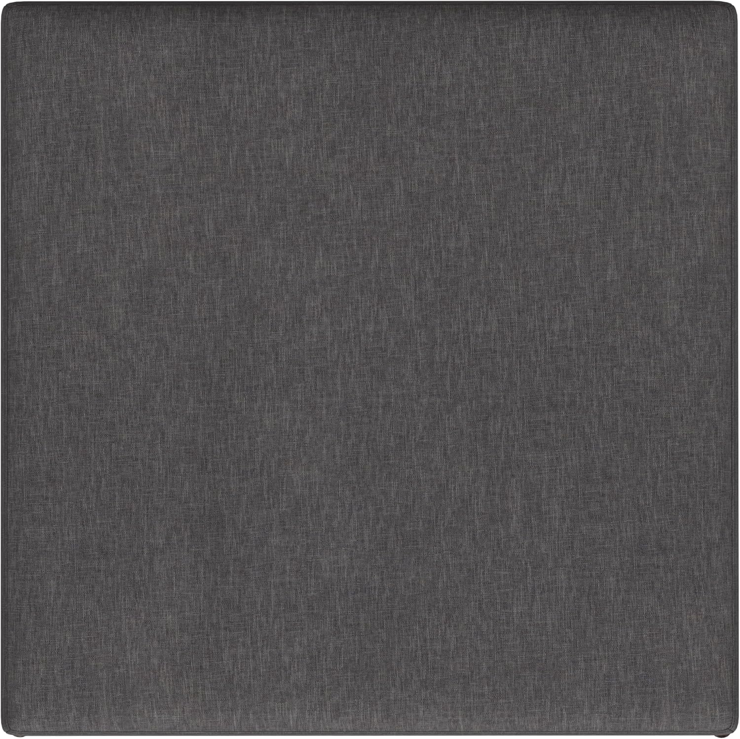 SIMPLIHOME Owen 36 inch Wide Mid Century Modern Square Coffee Table Storage Ottoman in Slate Grey Linen Look Fabric, Assembled, for the Living Room, Entryway and Family Room