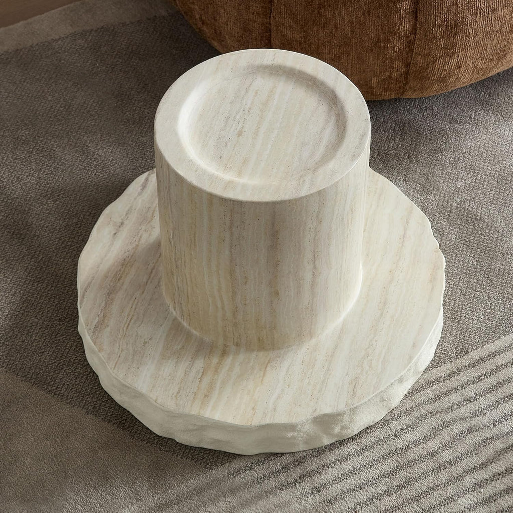 23.82' Faux Mars Textural Patterns Mordern Coffee Tables for Apartment Living Room,No Need Assembly,Beige