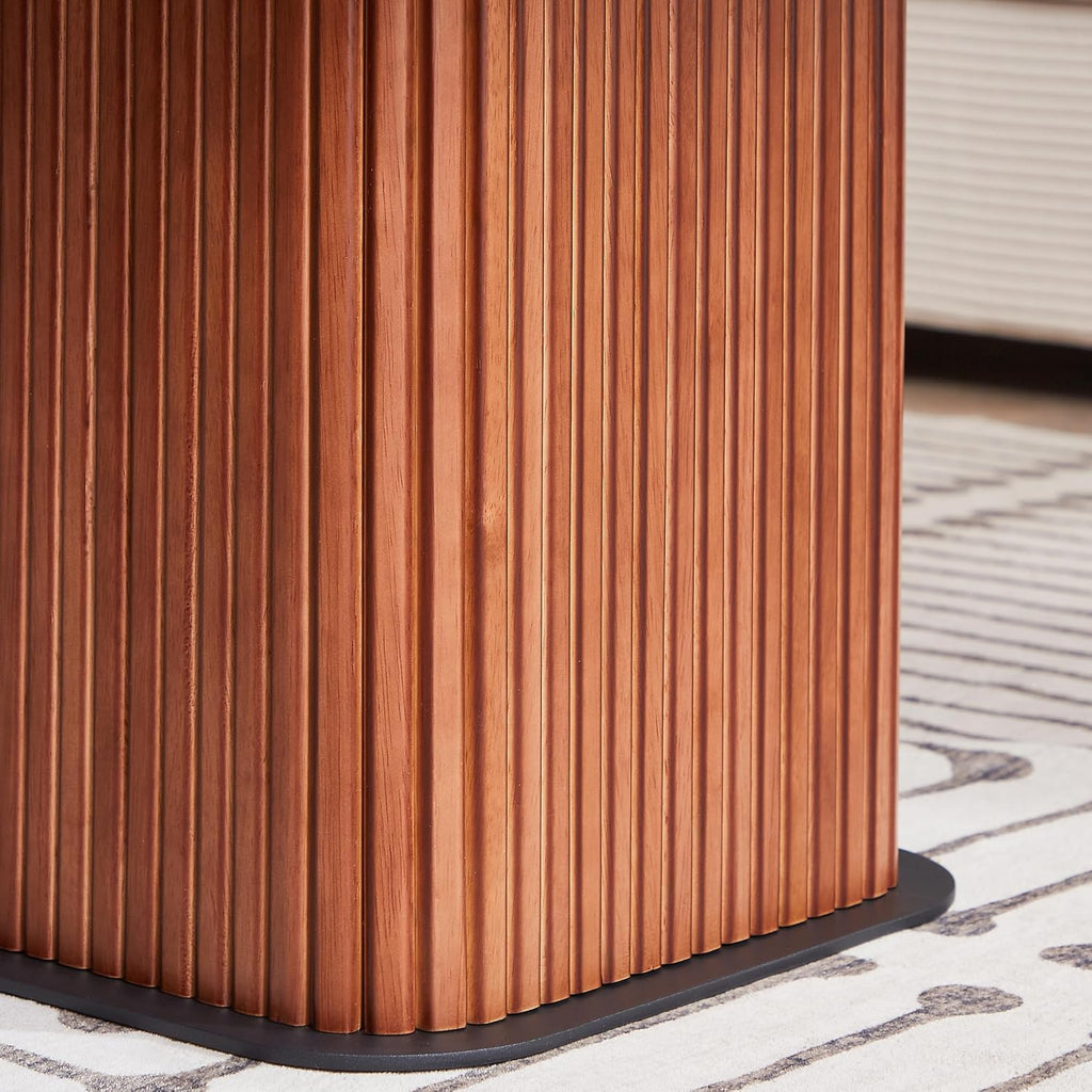 Coffee Table, Modern Wooden Coffee Table Rectangle Center Table with Solid Wood Veneered, Walnut