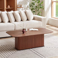 Coffee Table, Modern Wooden Coffee Table Rectangle Center Table with Solid Wood Veneered, Walnut