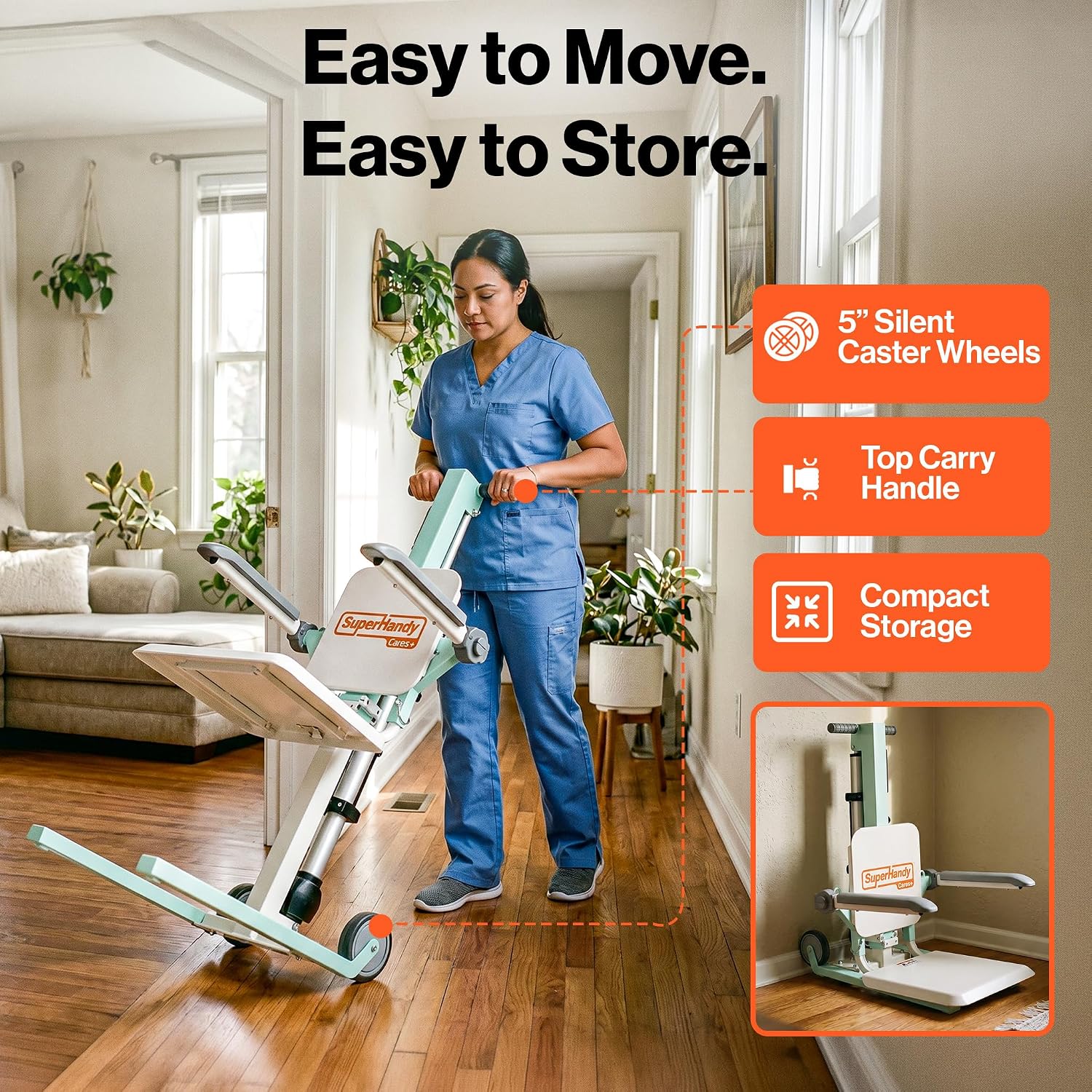 SuperHandy GoRise FC Electric Floor to Chair Lift for Seniors and People with Disabilities - 400 Lbs Capacity, Seating Transfer Assistance, Magnetic Remote [Patent Pending]