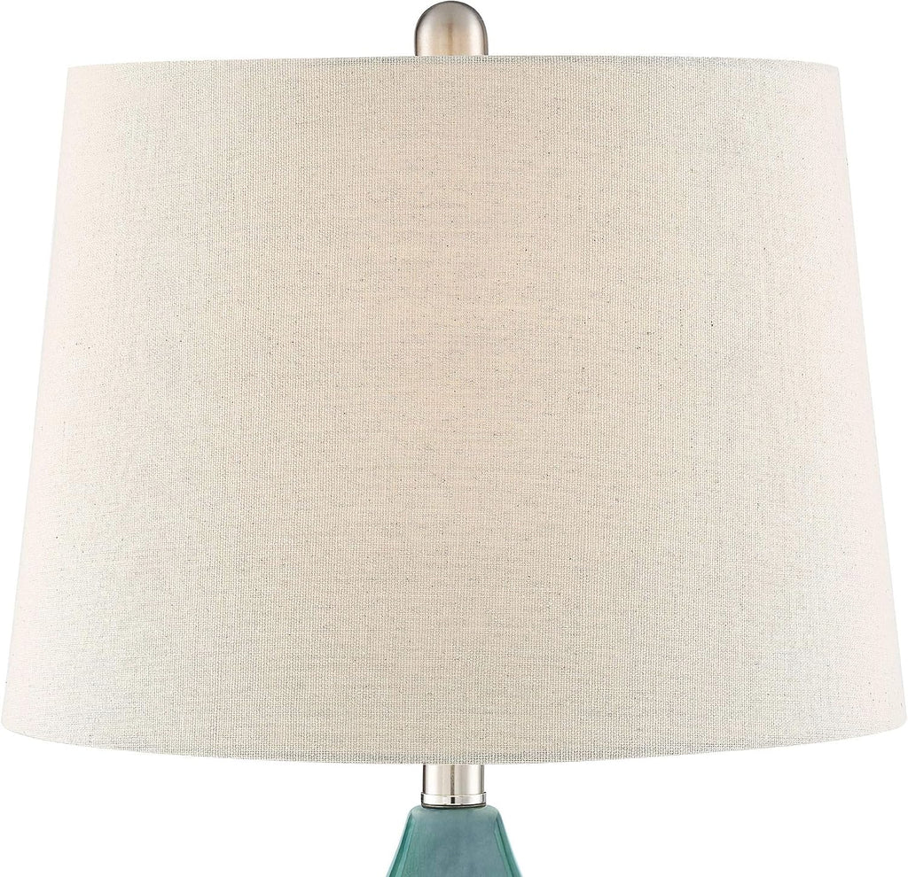 360 Lighting Kate Coastal Vase-Shaped Table Lamp 24.75' High Sea Foam Blue Green Ceramic Oatmeal Tapered Drum Shade for Cottage Core Living Room Bedroom Beach House Nightstand (Color May Vary)