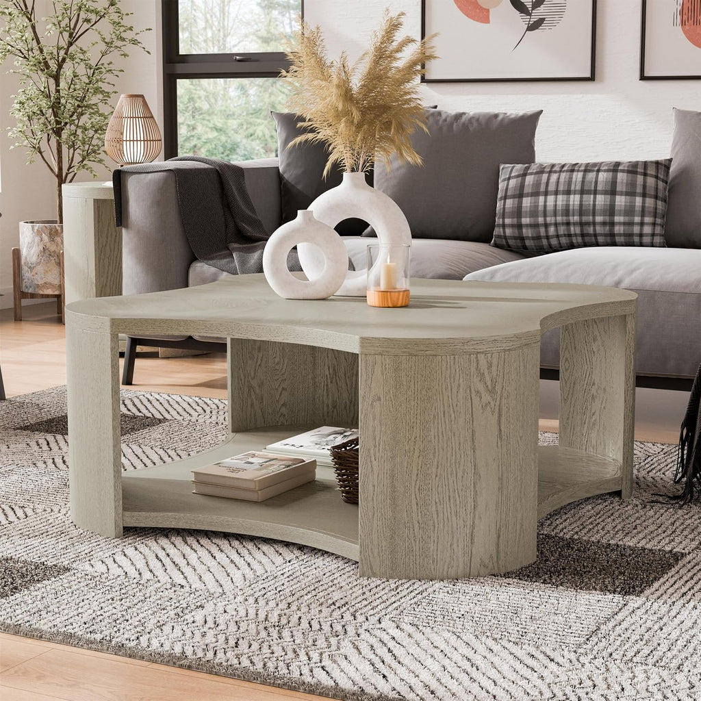 Furniture of America Selyra Modern Solid Wood 42-inch Mobile Square Coffee Table with Casters, 1 Shelf and Plinth Base for Living Room, Oak