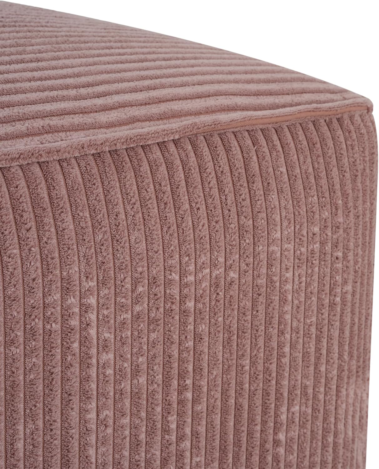 Christopher Knight Home Isa Square Ottoman Footstool, Corduroy Pouf Poufee Footrest Ottoman Large Seat, Modern Side Table for Living Room Bedroom Home Decor, Pink, 30'