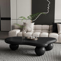 47' Cloud Coffee Table,Modern Cute End Table with Ball Legs,Small Round Edge Tea Table,Irregular Indoor Wood Coffee Table for Living Room, Bedroom, Small Space,Balcony,Patio Black