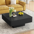 Merax Modern 31.6' W Square Coffee Table with Sturdy Base, Wood Center Tables for Living Room Reception Room, Easy Assemble, Black