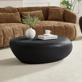 43.3' Fiberglass Elliptical Oval Vintage Coffee Table for Living Room,Irregular Center Matte Rocks Table Front of The Sofa,No Need Assembly,Black