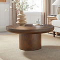 JUSTONE 35.98' Round Coffee Table for Living Room,Rustic Natural Coffee Table for Apartment, Easy Assembly (Dark Brown,36' Dx36 Wx16 H)