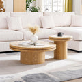 JUSTONE Set of 2 Nesting Coffee Tables Farmhouse,Round Coffee Tables Living Room,Small Coffee Table,Sofa Side End Table for Living Room,Home Balcony(Natural-2 Set)