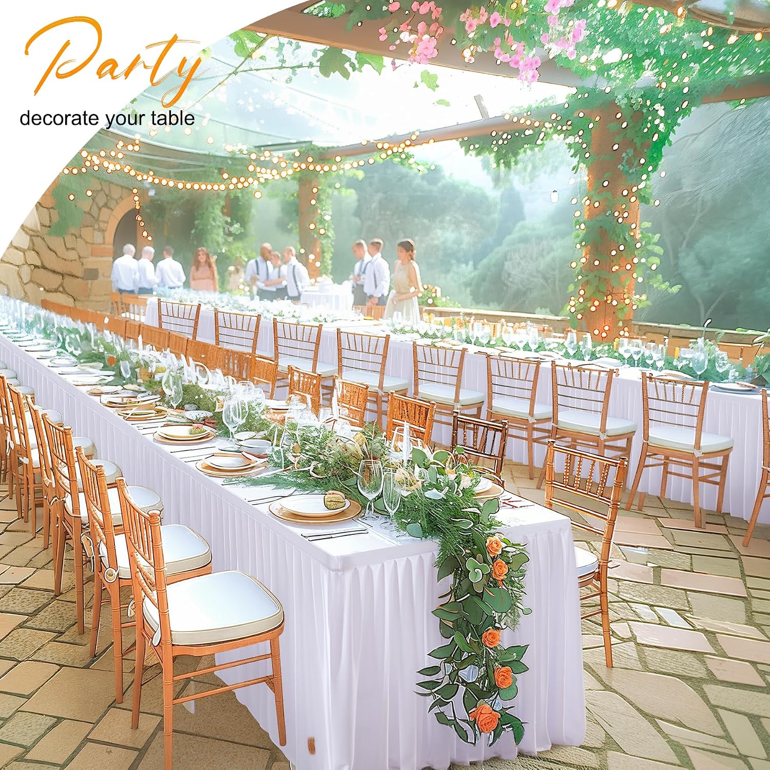 6 Packs White Tableclothes for 6 Foot Rectangle Tables, Wrinkle Free Fitted Table Cloth 6ft Stretch Table Cover with Skirt for Parties Weddings Birthday Banquet Baby Shower