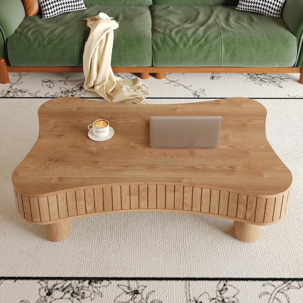 42.52'' Cloud Coffee Table with Lifting Top for Living Room Irregular Coffee Table Lift Up Tabletop Smart Coffee Tables with Storage Unique Low Center Tables Walnut