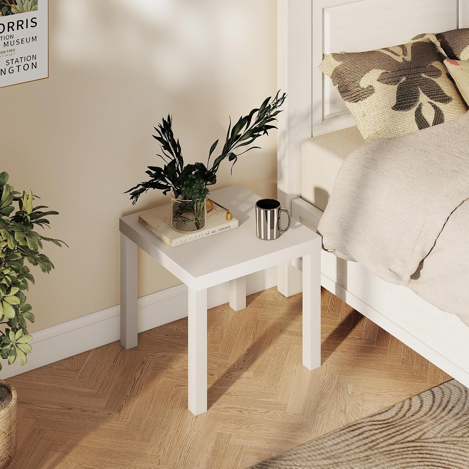 Modern 3 Piece Coffee Table Set, Rectangle Coffee Table with End Tables Thick Frame Living Room Table Sets for Small Spaces