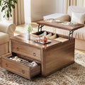 Memobarco 31.5' Lift Top Coffee Table with Storage,Square Coffee Tables with Lifting top for Living Room,Farmhouse Coffee Table with Large Drawers and 2 Hidden Compartment,Walnut