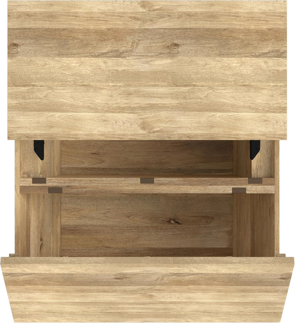 SIMPLIHOME Abba 36-inch Wide Solid Mango Modern Lift Top Square Coffee Table with Dual Lift Panels and 2 Storage Compartments in Natural for Living Room