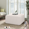 Christopher Knight Home Isa Square Ottoman Footstool, Corduroy Pouf Poufee Footrest Ottoman Large Seat, Modern Side Table for Living Room Bedroom Home Decor, Beige, 30'