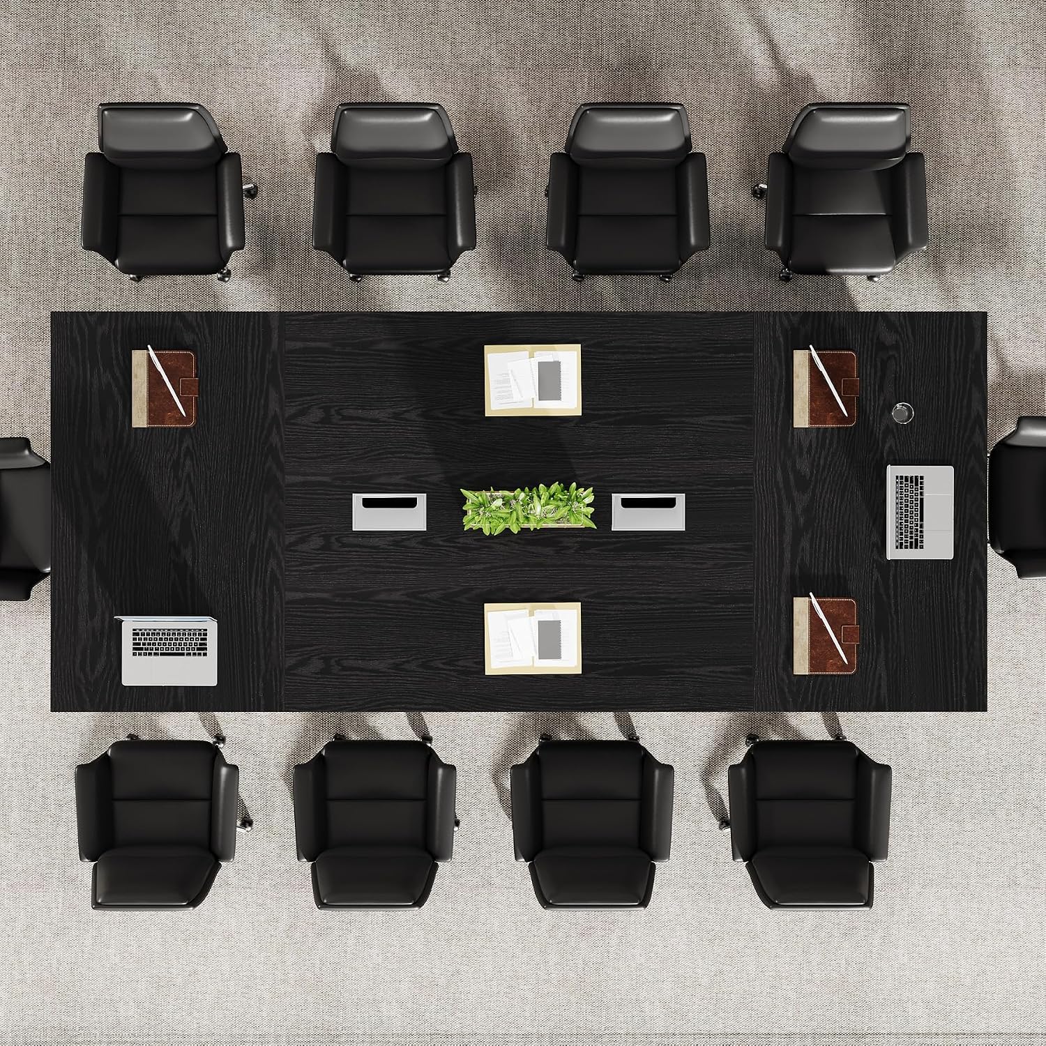Tribesigns 8ft Conference Table, Large Meeting Table for 8-10 People, Business Seminar Furniture for Office Conference Room (1, Black)