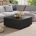SSLine Square Coffee Table with 4 Storage Drawers,33.2-Inch Black Wooden Coffee Table for Living Room Minimalist Cocktail Center Tables for Small Space