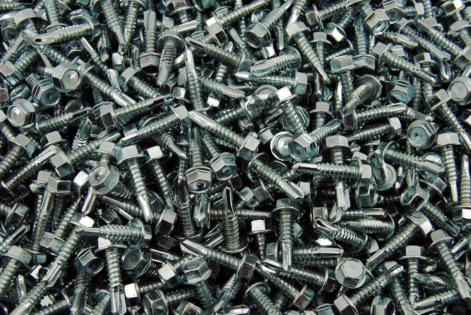 (1500) Hex Washer Head 1/4 x 1 Self-Drilling Tek Screw IHW #14