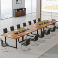 Tribesigns 8FT Conference Table Set of 2, Large Meeting Podcast Table for 10 People, Business Style Wooden Training Table with Strong Metal Frame for Office Conference